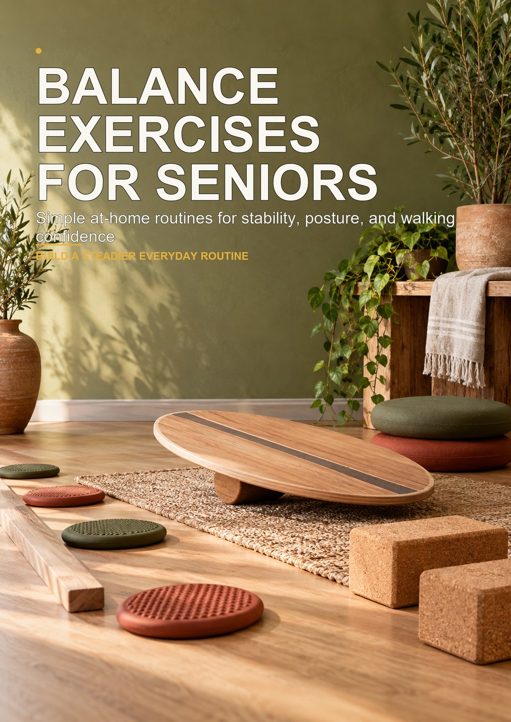 BALANCE EXERCISES FOR SENIORS Simple at-home routines for stability, posture, and walking confidence BUILD A STEADIER EVERYDAY ROUTINE cover