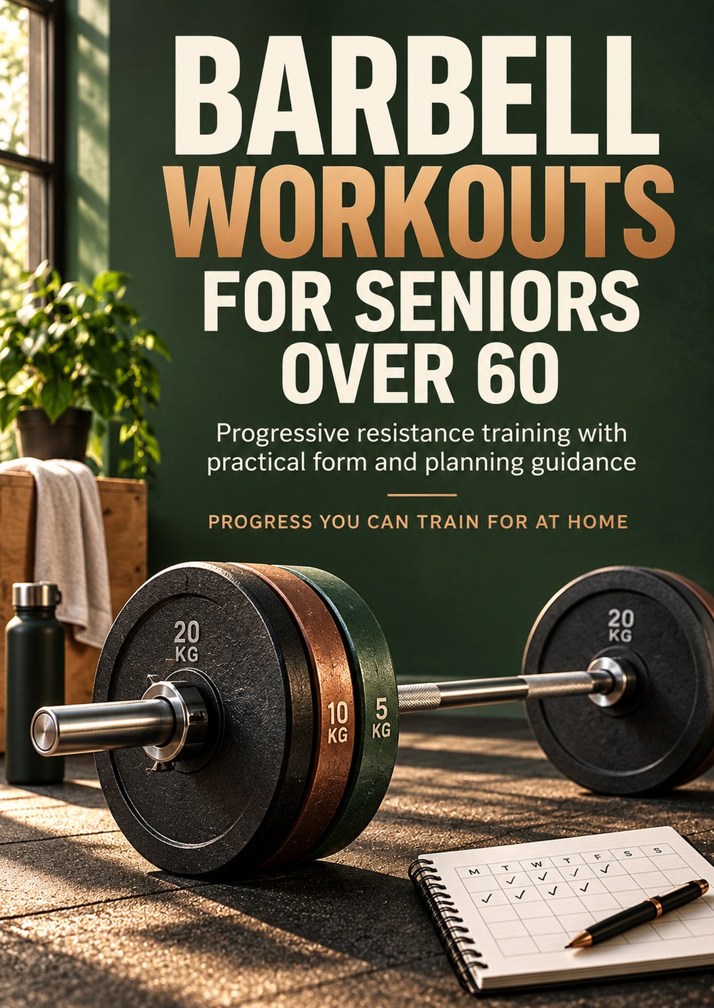 BARBELL WORKOUTS FOR SENIORS OVER 60 Progressive resistance training with practical form and planning guidance PROGRESS YOU CAN TRAIN FOR AT HOME cover