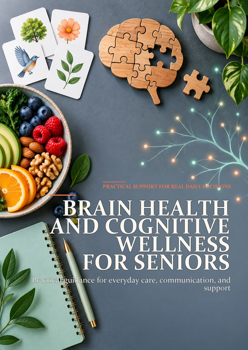 BRAIN HEALTH AND COGNITIVE WELLNESS FOR SENIORS Practical guidance for everyday care, communication, and support PRACTICAL SUPPORT FOR REAL DAILY DECISIONS cover