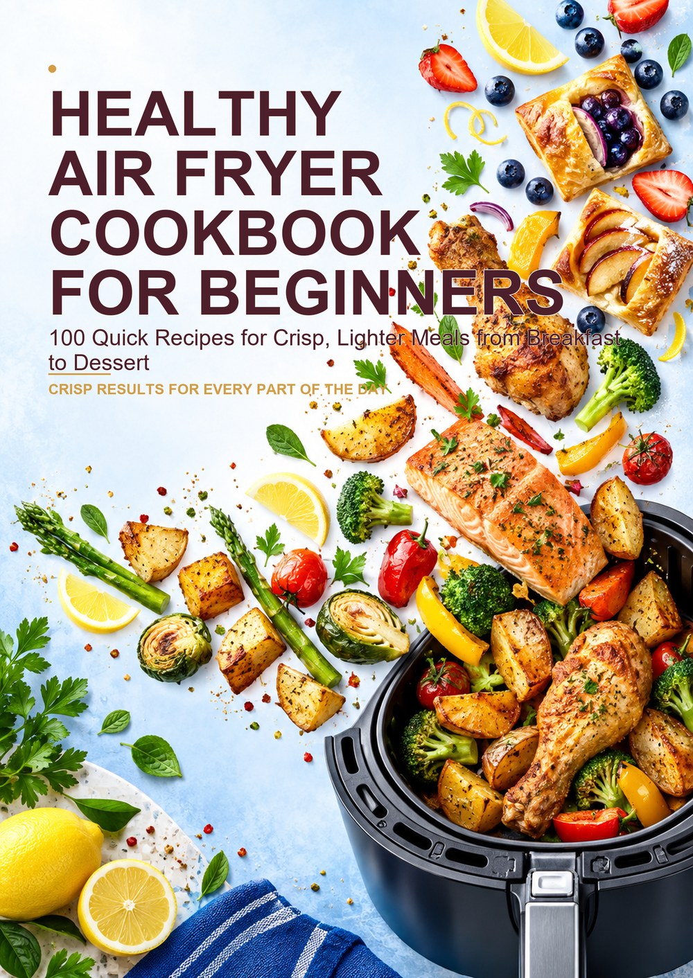HEALTHY AIR FRYER COOKBOOK FOR BEGINNERS 100 Quick Recipes for Crisp, Lighter Meals from Breakfast to Dessert CRISP RESULTS FOR EVERY PART OF THE DAY cover