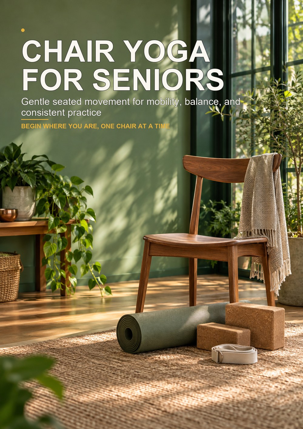 CHAIR YOGA FOR SENIORS Gentle seated movement for mobility, balance, and consistent practice BEGIN WHERE YOU ARE, ONE CHAIR AT A TIME cover
