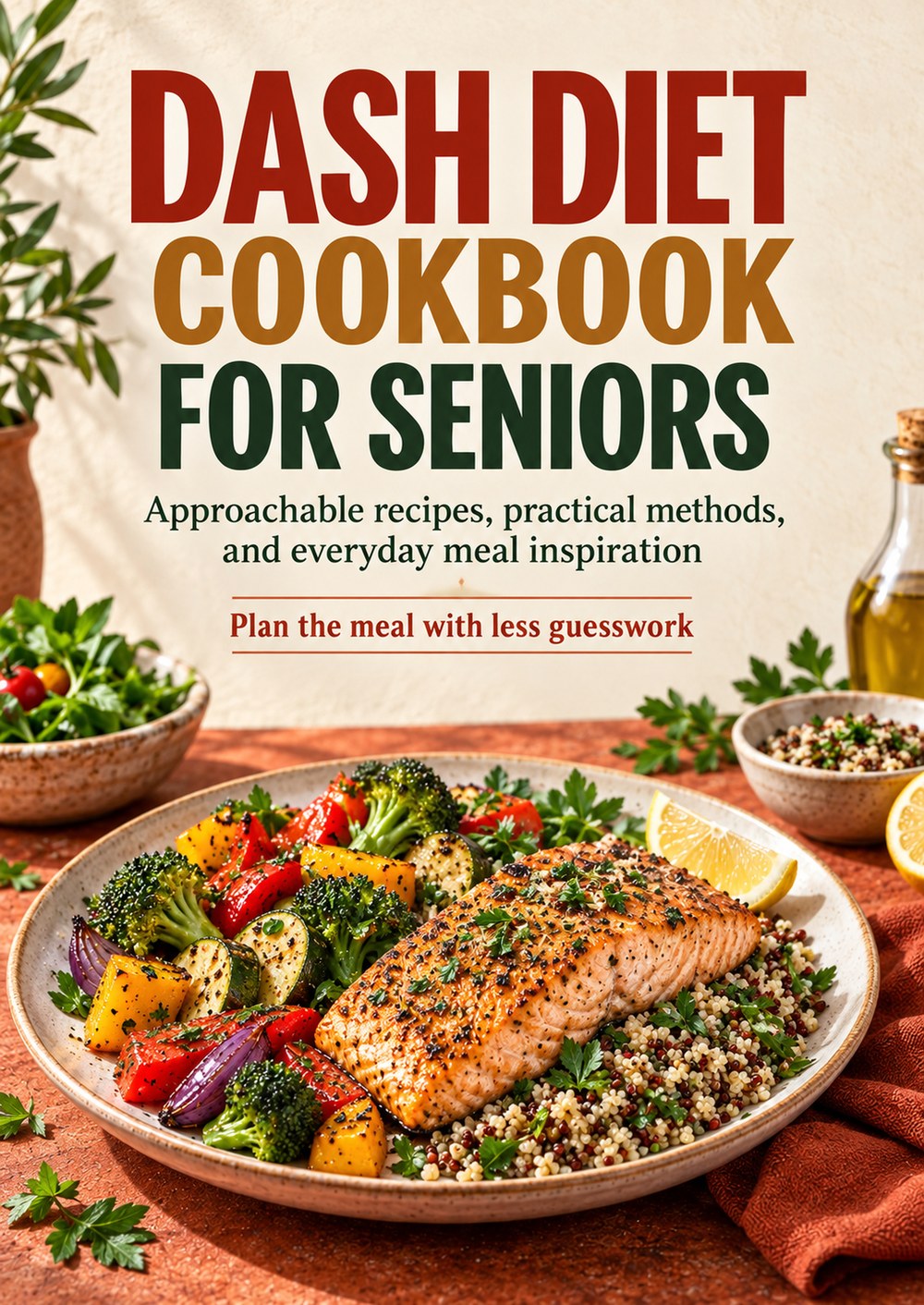 DASH DIET COOKBOOK FOR SENIORS Approachable recipes, practical methods, and everyday meal inspiration PLAN THE MEAL WITH LESS GUESSWORK cover