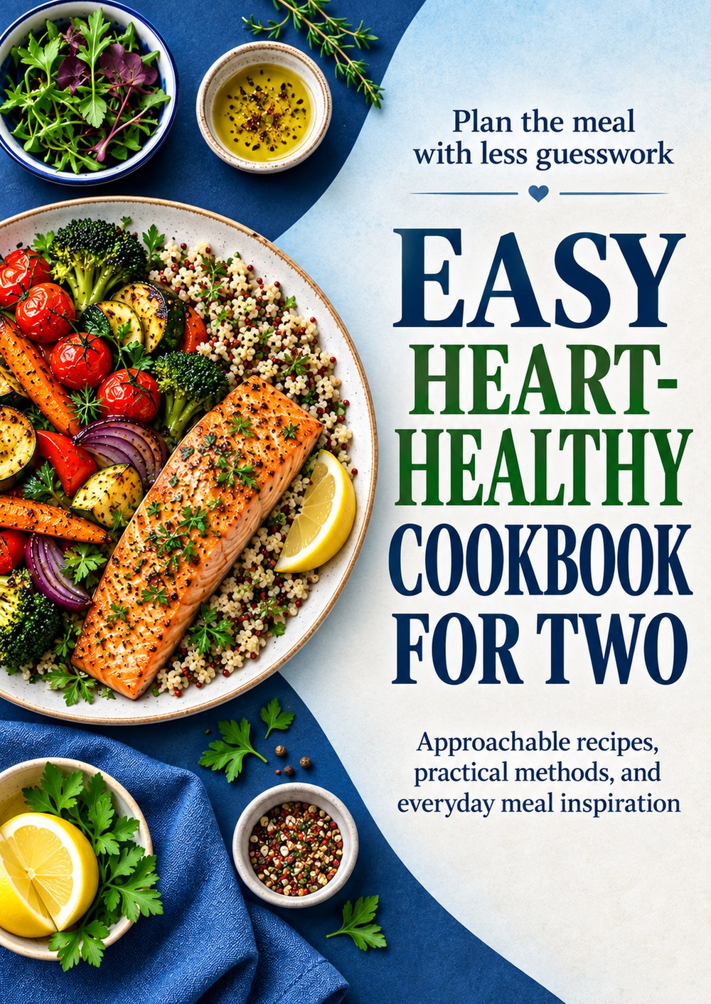 EASY HEART-HEALTHY COOKBOOK FOR TWO Approachable recipes, practical methods, and everyday meal inspiration PLAN THE MEAL WITH LESS GUESSWORK cover