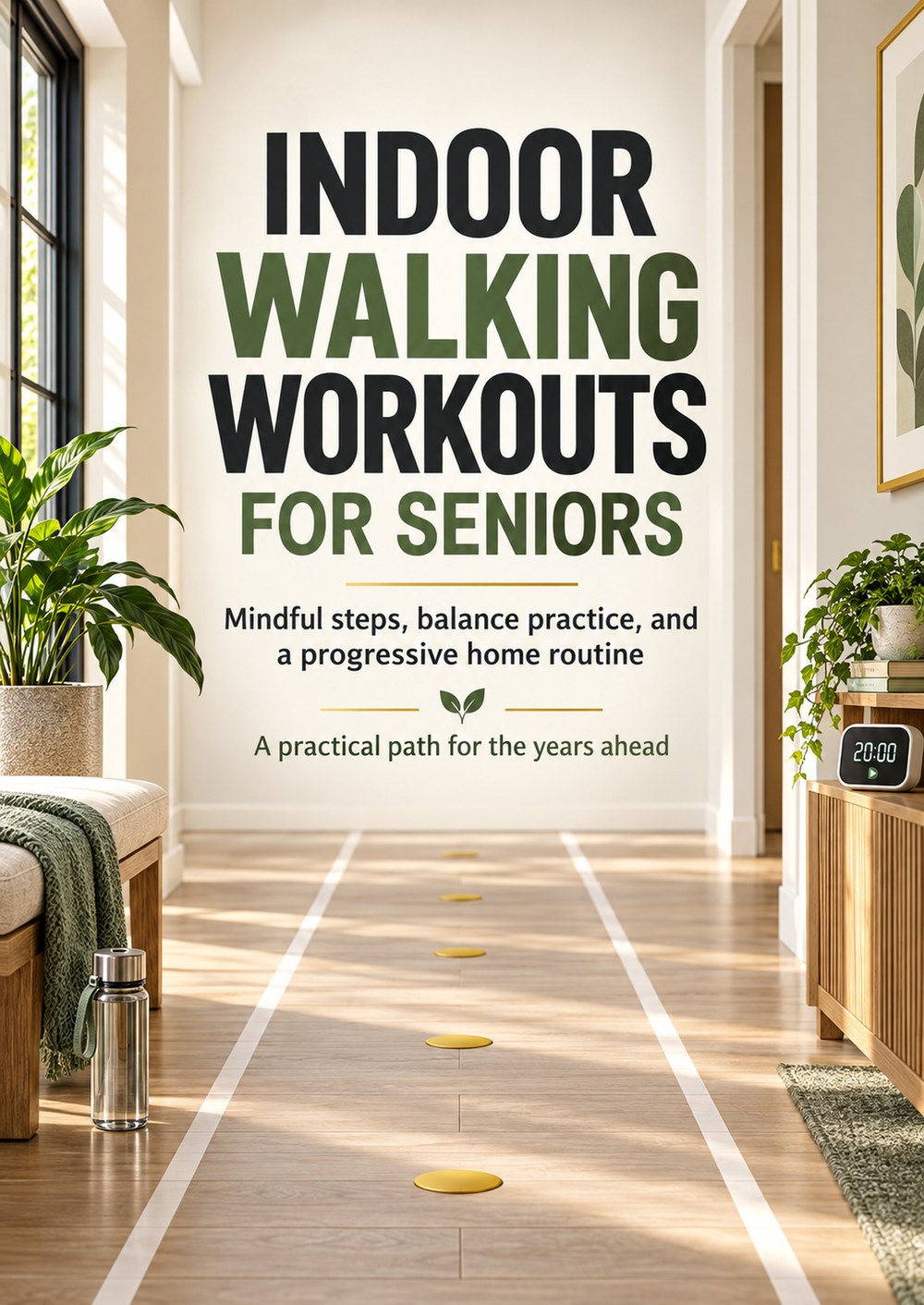 INDOOR WALKING WORKOUTS FOR SENIORS Mindful steps, balance practice, and a progressive home routine A PRACTICAL PATH FOR THE YEARS AHEAD cover