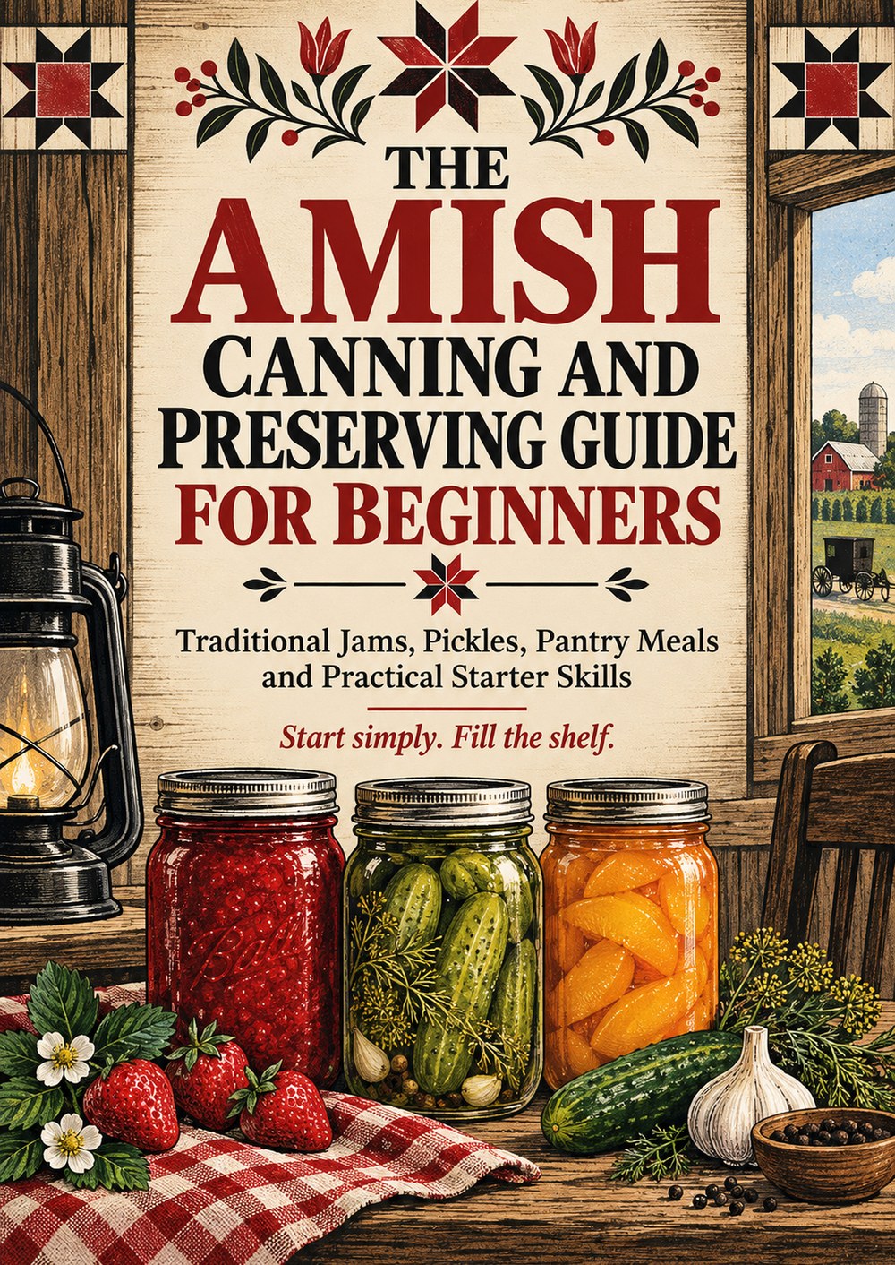 THE AMISH CANNING AND PRESERVING GUIDE FOR BEGINNERS Traditional Jams, Pickles, Pantry Meals and Practical Starter Skills START SIMPLY. FILL THE SHELF. cover