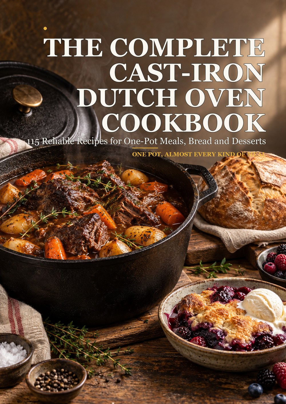 THE COMPLETE CAST-IRON DUTCH OVEN COOKBOOK 115 Reliable Recipes for One-Pot Meals, Bread and Desserts ONE POT, ALMOST EVERY KIND OF MEAL cover