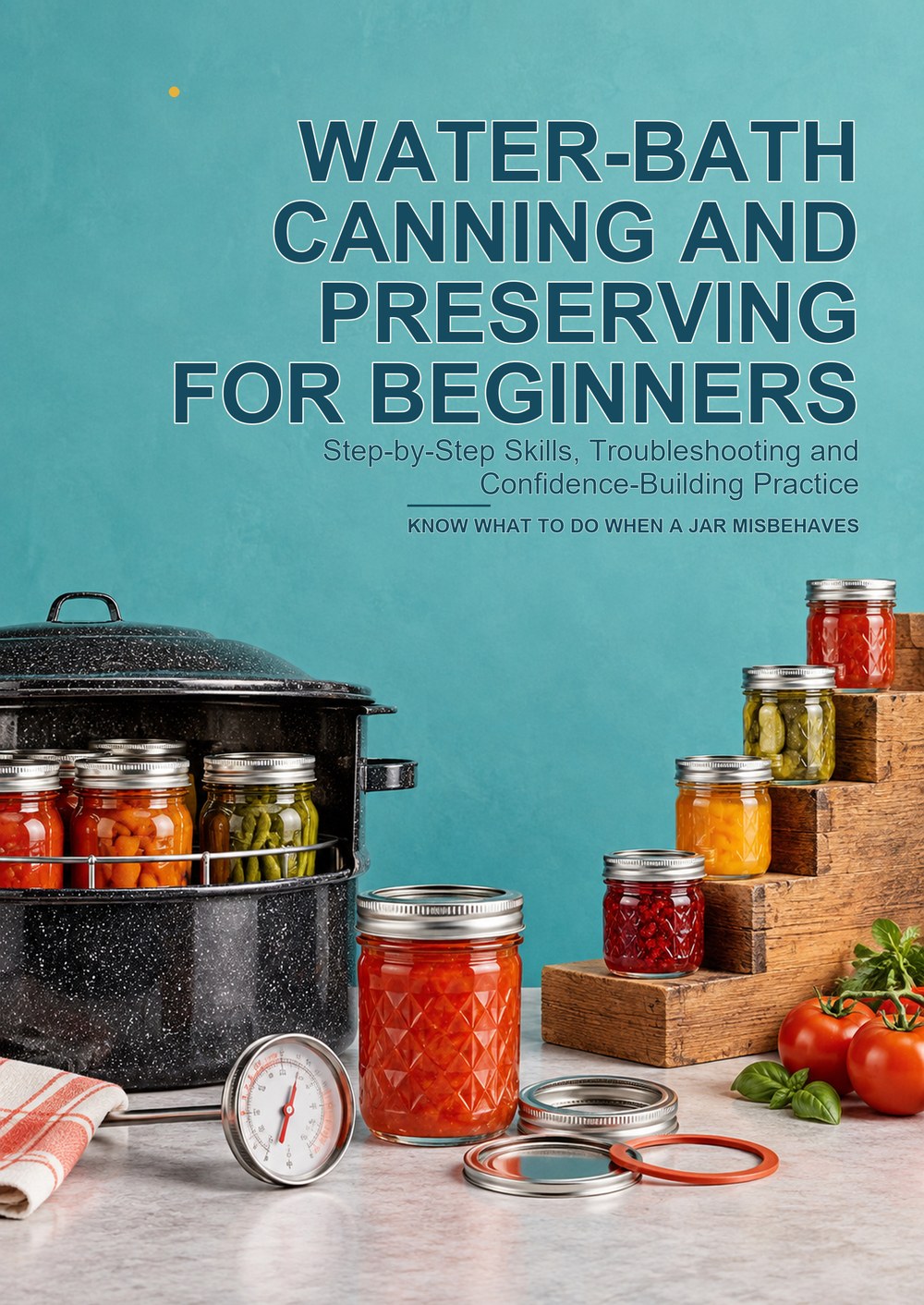 WATER-BATH CANNING AND PRESERVING FOR BEGINNERS Step-by-Step Skills, Troubleshooting and Confidence-Building Practice KNOW WHAT TO DO WHEN A JAR MISBEHAVES cover