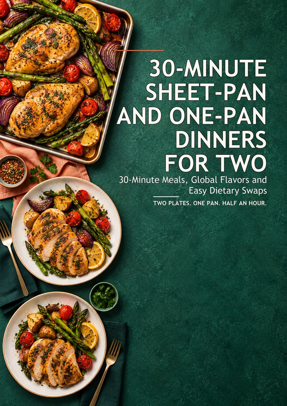 30-MINUTE SHEET-PAN AND ONE-PAN DINNERS FOR TWO 30-Minute Meals, Global Flavors and Easy Dietary Swaps TWO PLATES. ONE PAN. HALF AN HOUR. cover