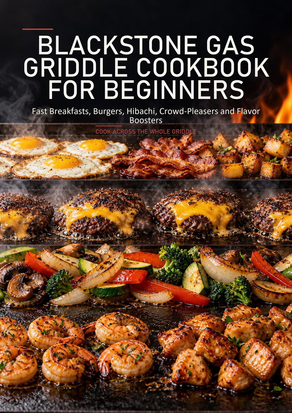 BLACKSTONE GAS GRIDDLE COOKBOOK FOR BEGINNERS Fast Breakfasts, Burgers, Hibachi, Crowd-Pleasers and Flavor Boosters COOK ACROSS THE WHOLE GRIDDLE cover