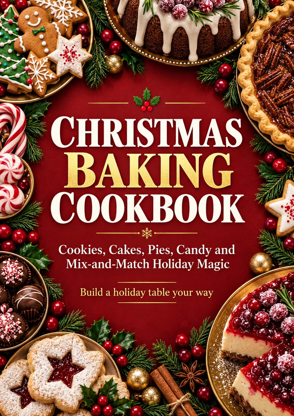 CHRISTMAS BAKING COOKBOOK Cookies, Cakes, Pies, Candy and Mix-and-Match Holiday Magic BUILD A HOLIDAY TABLE YOUR WAY cover