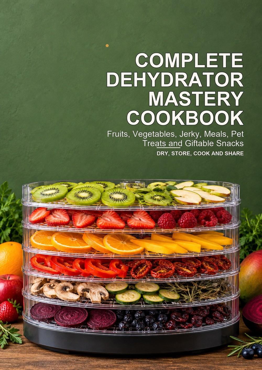 COMPLETE DEHYDRATOR MASTERY COOKBOOK Fruits, Vegetables, Jerky, Meals, Pet Treats and Giftable Snacks DRY, STORE, COOK AND SHARE cover