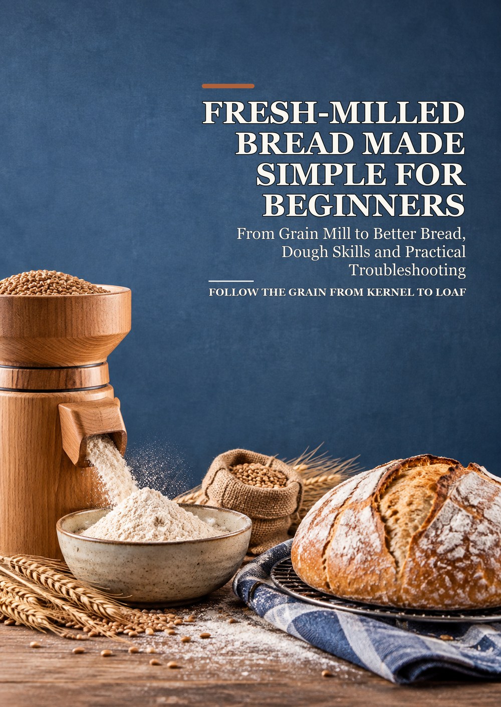 FRESH-MILLED BREAD MADE SIMPLE FOR BEGINNERS From Grain Mill to Better Bread, Dough Skills and Practical Troubleshooting FOLLOW THE GRAIN FROM KERNEL TO LOAF cover