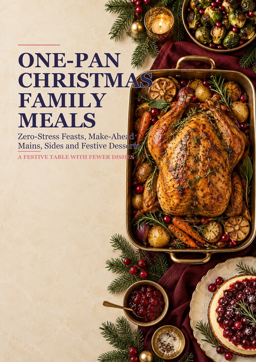 ONE-PAN CHRISTMAS FAMILY MEALS Zero-Stress Feasts, Make-Ahead Mains, Sides and Festive Desserts A FESTIVE TABLE WITH FEWER DISHES cover
