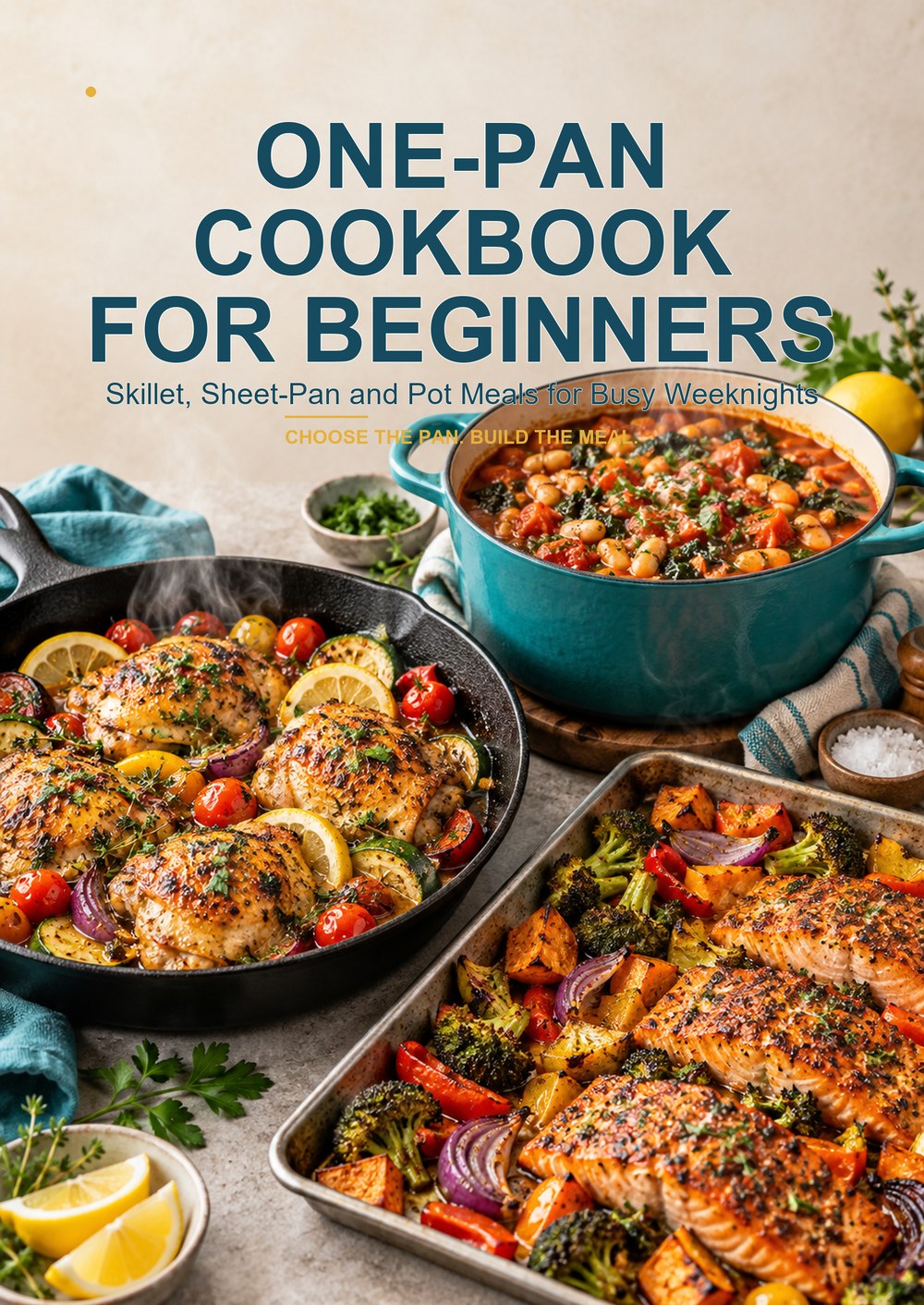 ONE-PAN COOKBOOK FOR BEGINNERS Skillet, Sheet-Pan and Pot Meals for Busy Weeknights CHOOSE THE PAN. BUILD THE MEAL. cover