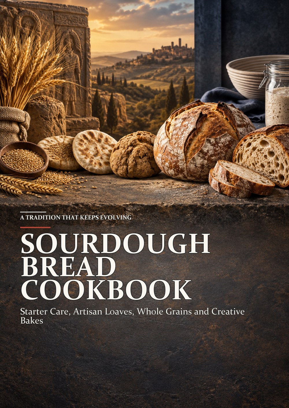 SOURDOUGH BREAD COOKBOOK Starter Care, Artisan Loaves, Whole Grains and Creative Bakes A TRADITION THAT KEEPS EVOLVING cover