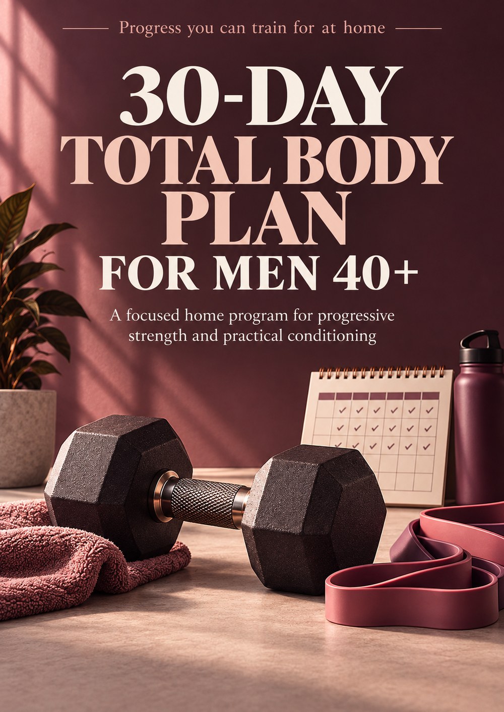 30-DAY TOTAL BODY PLAN FOR MEN 40+ A focused home program for progressive strength and practical conditioning PROGRESS YOU CAN TRAIN FOR AT HOME cover