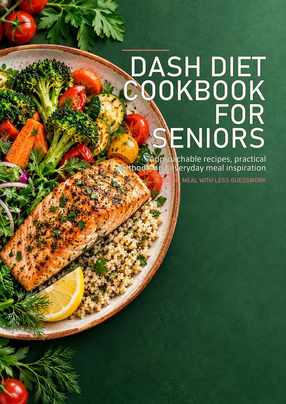 DASH DIET COOKBOOK FOR SENIORS Approachable recipes, practical methods, and everyday meal inspiration PLAN THE MEAL WITH LESS GUESSWORK cover