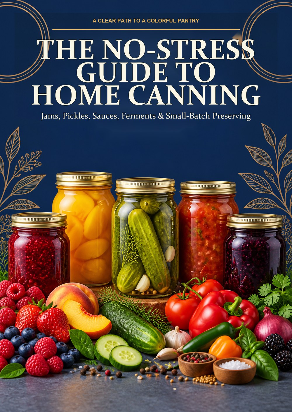 THE NO-STRESS GUIDE TO HOME CANNING Jams, Pickles, Sauces, Ferments & Small-Batch Preserving A CLEAR PATH TO A COLORFUL PANTRY cover