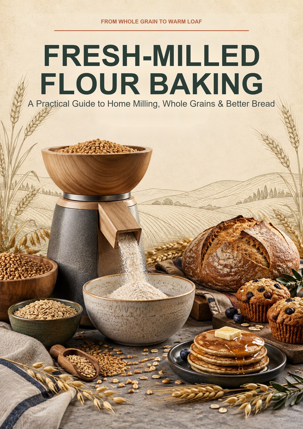 FRESH-MILLED FLOUR BAKING A Practical Guide to Home Milling, Whole Grains & Better Bread FROM WHOLE GRAIN TO WARM LOAF cover