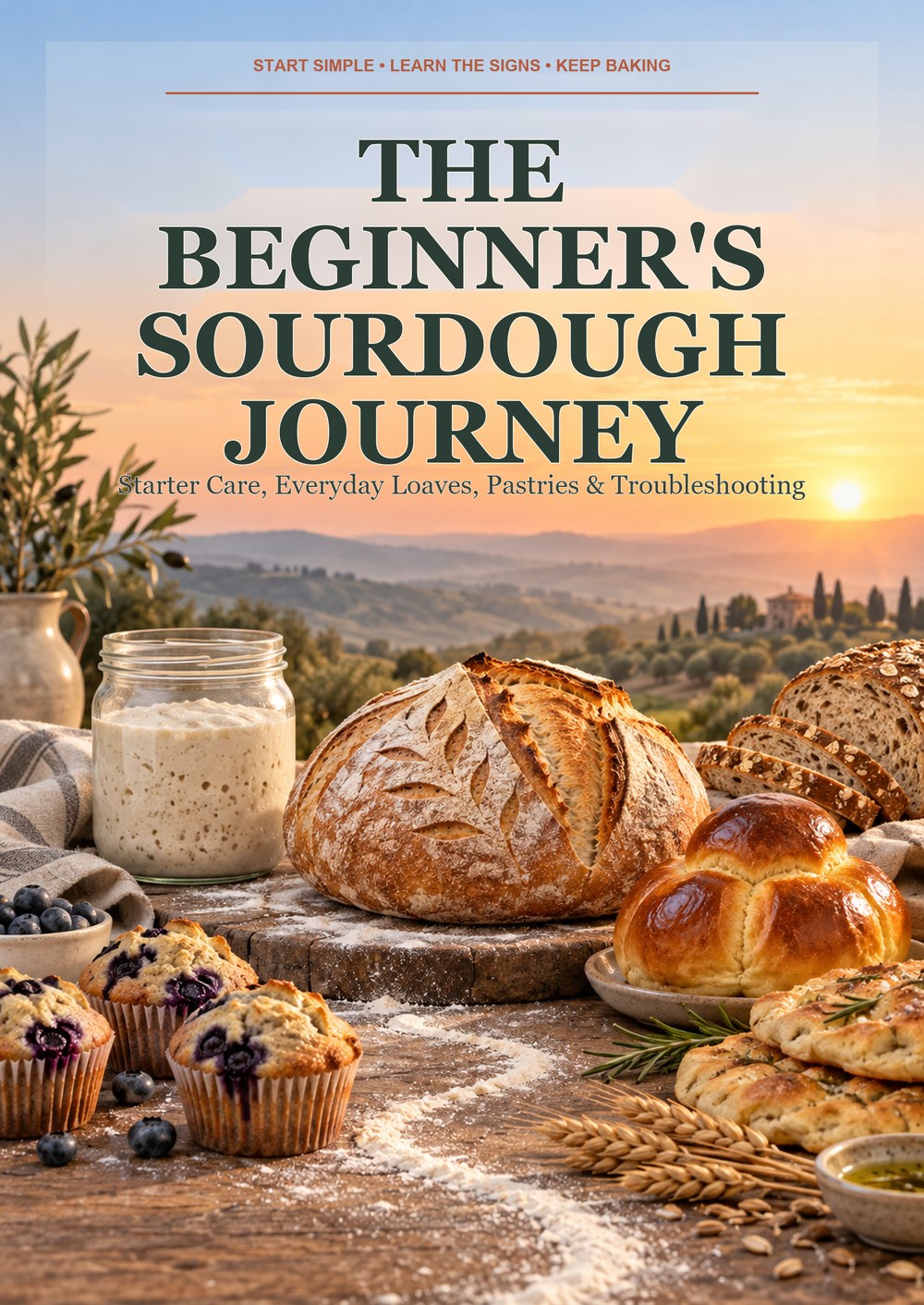 THE BEGINNER'S SOURDOUGH JOURNEY Starter Care, Everyday Loaves, Pastries & Troubleshooting START SIMPLE • LEARN THE SIGNS • KEEP BAKING cover